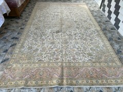 Large Turkish Handmade Hand-Knotted Wool Area Rug 7.3×13 ft Vintage Tribal 1970s