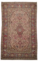 Pre-1900 5×7 Antique Hand-Knotted Wool Area Rug in Medallion Pattern Multicolor