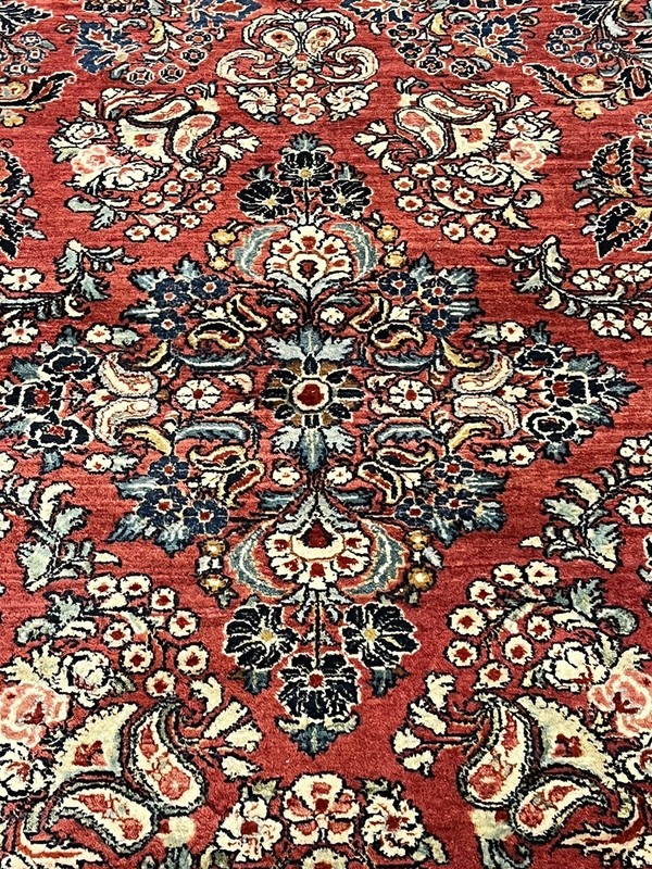 7.11 X 10 Antique vintage Sarouk Circa 1920 estate rug. Professionally Washed gallery