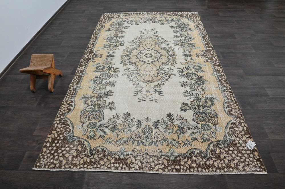 Oushak Turkish Vintage Rug 6x9 Kilim Rug Anatolian Handmade Boho Decor BEIGE