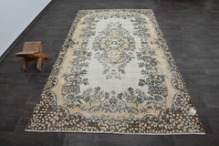 Oushak Turkish Vintage Rug 6×9 Kilim Rug Anatolian Handmade Boho Decor BEIGE