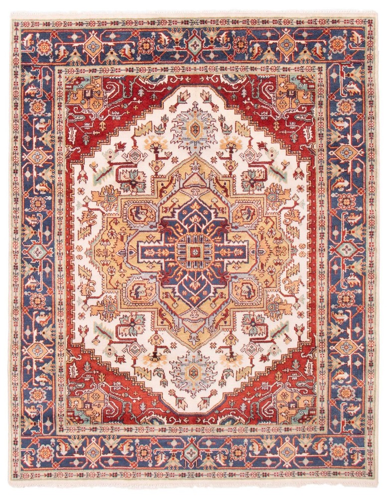 Vintage Hand-Knotted Area Rug 7'10" x 10'1" Traditional Oriental Wool Carpet