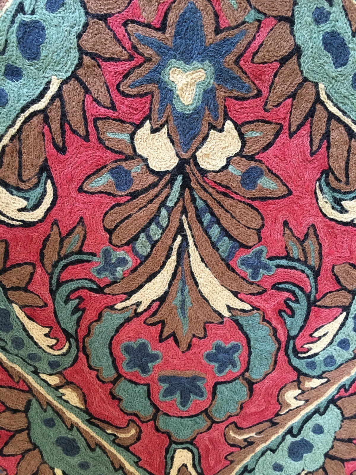Vintage Silk Kashmiri Chain Stitch Handmade Rug 3ft 6" x 5ft 4" gallery