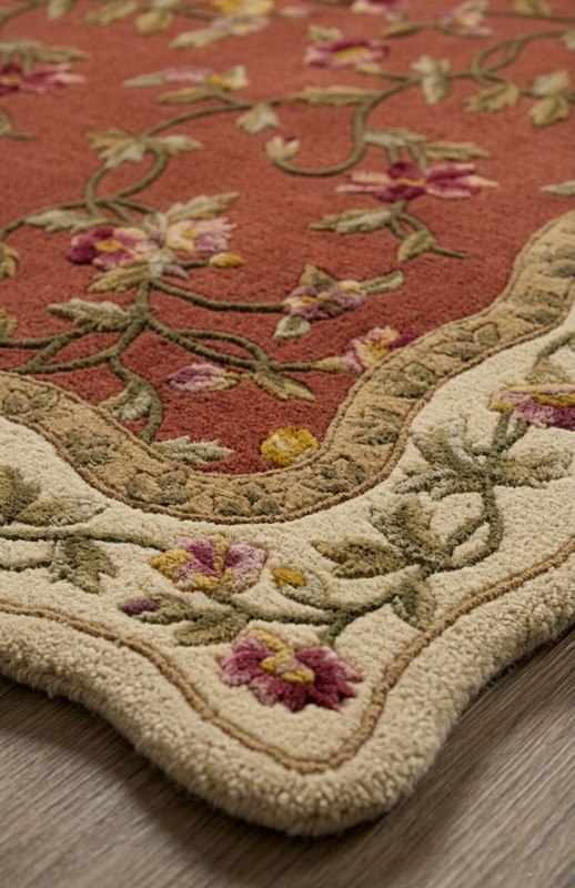 terracotta rug floral carpet French Aubusson area rug antique style rug gallery