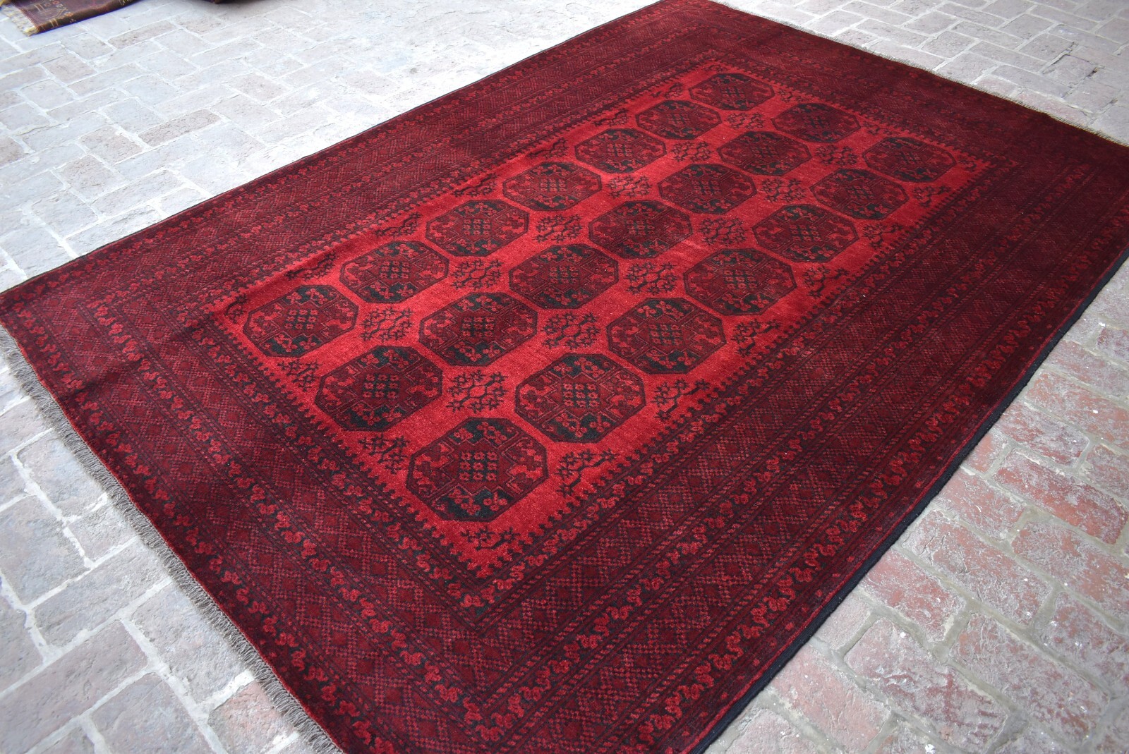 Afghan Antique Ersari Rug 7x10 ft Hand Knotted Wool Vintage Oriental Turkmen Rug gallery