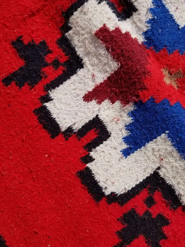 Vintage Traditional Handmade Mexican Wool Multicolor Kilim 190x116cm gallery