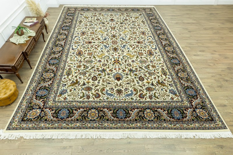 Luxury Caucasian Oriental Rug 14x19 Hand-Knotted Wool – Ivory Collector Heirloom gallery