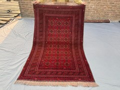 4×6 Antique Turkmen Waziri Rare Rug, Red Black Geometric Nomadic Boho Area Rug