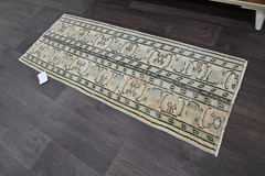 Oushak Turkish Doormat Rug 2×4 BEIGE Vintage Anatolian Handmade Small Kilim Rug
