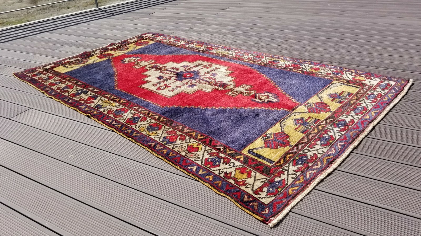 Stunning Antique 1900-1939s Natural Dye Wool Pile Tribal Area Rug 5x7ft gallery
