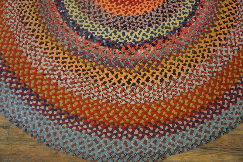 6X6 Vintage American Braided Multicolor Wool & Cotton Area Rug 1935 gallery