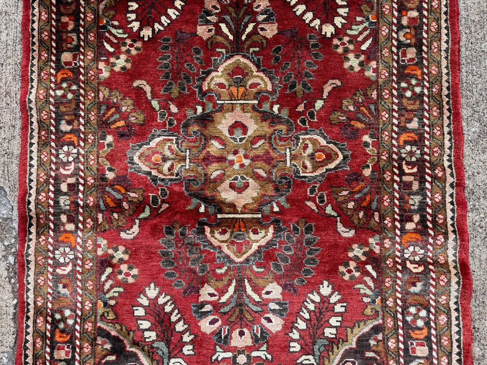 3x5 RED VINTAGE RUG handmade antique real small lilihan sarouk wool fine 4x5 4x6