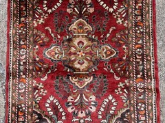 3×5 RED VINTAGE RUG handmade antique real small lilihan sarouk wool fine 4×5 4×6