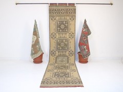 3×11 Ft Beige Runner Rug, Handmade Runner, Vintage Muted Hallway Rug, 2.7×10.8