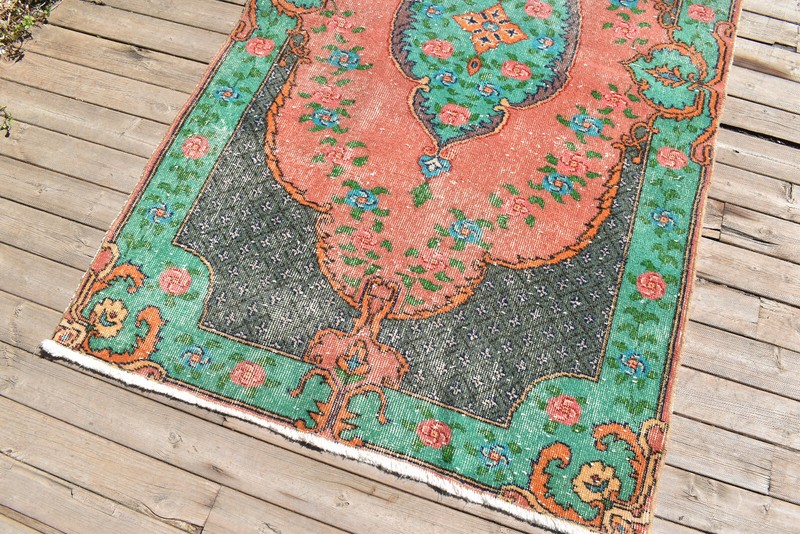 Turkish Rug 3x6 Handwoven Oushak Rug 114x206cm Natural Wool Carpet Muted Rug gallery