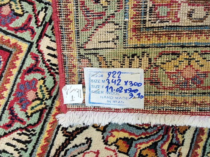 Antique Oriental Hand-Knotted Wool Area Rug Red/Beige Hi, 9'10" x 11'2" gallery