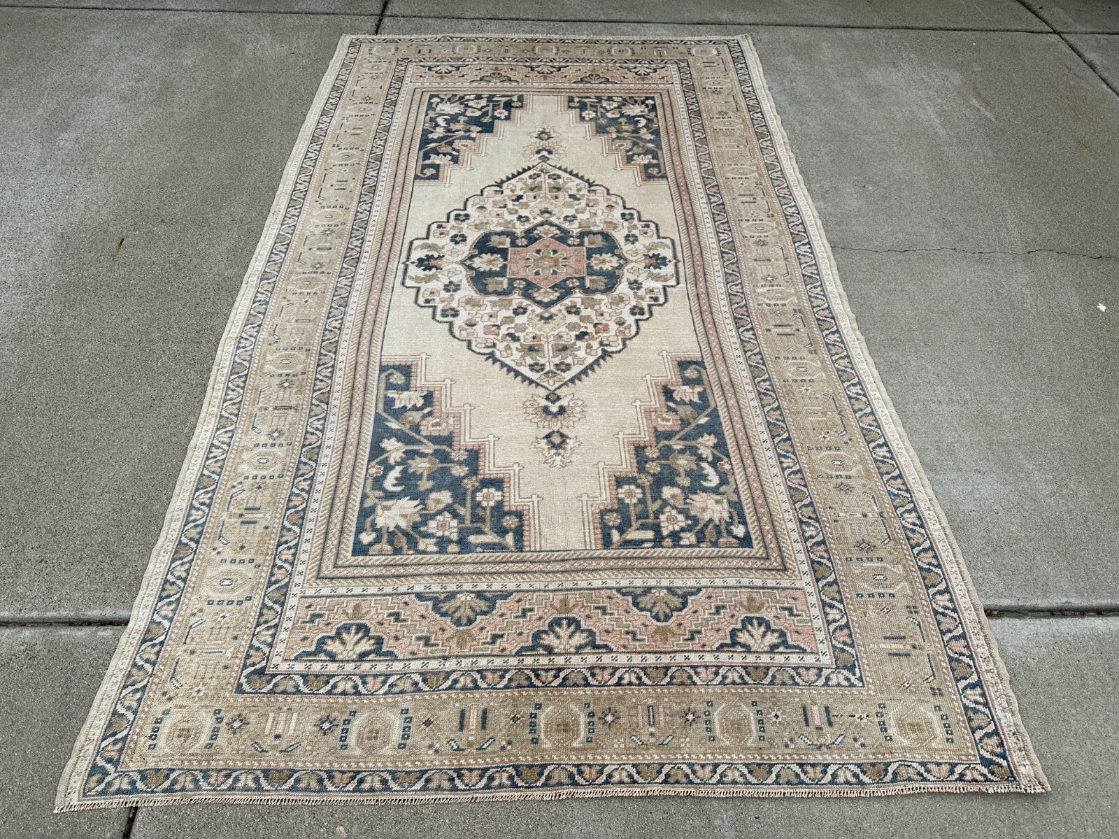 5 x 10 ft Beige Turkish Taspinar 1970s Vintage Hand Knotted Wool Turkish Rug gallery