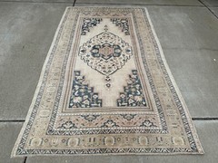 5 x 10 ft Beige Turkish Taspinar 1970s Vintage Hand Knotted Wool Turkish Rug