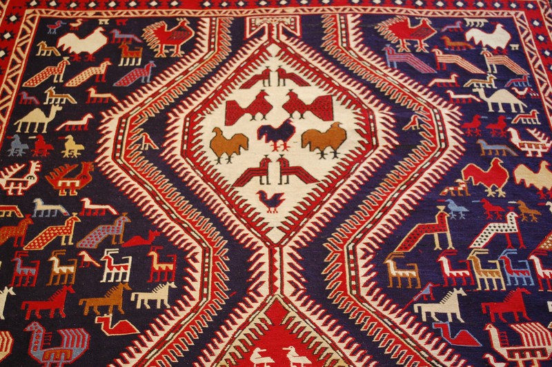 c1930s ANTIQUE HIGHLY DETAILED FINE CAUCASIAN SOUMAK KILIM 5x9 SO MANY SUBJECTS gallery
