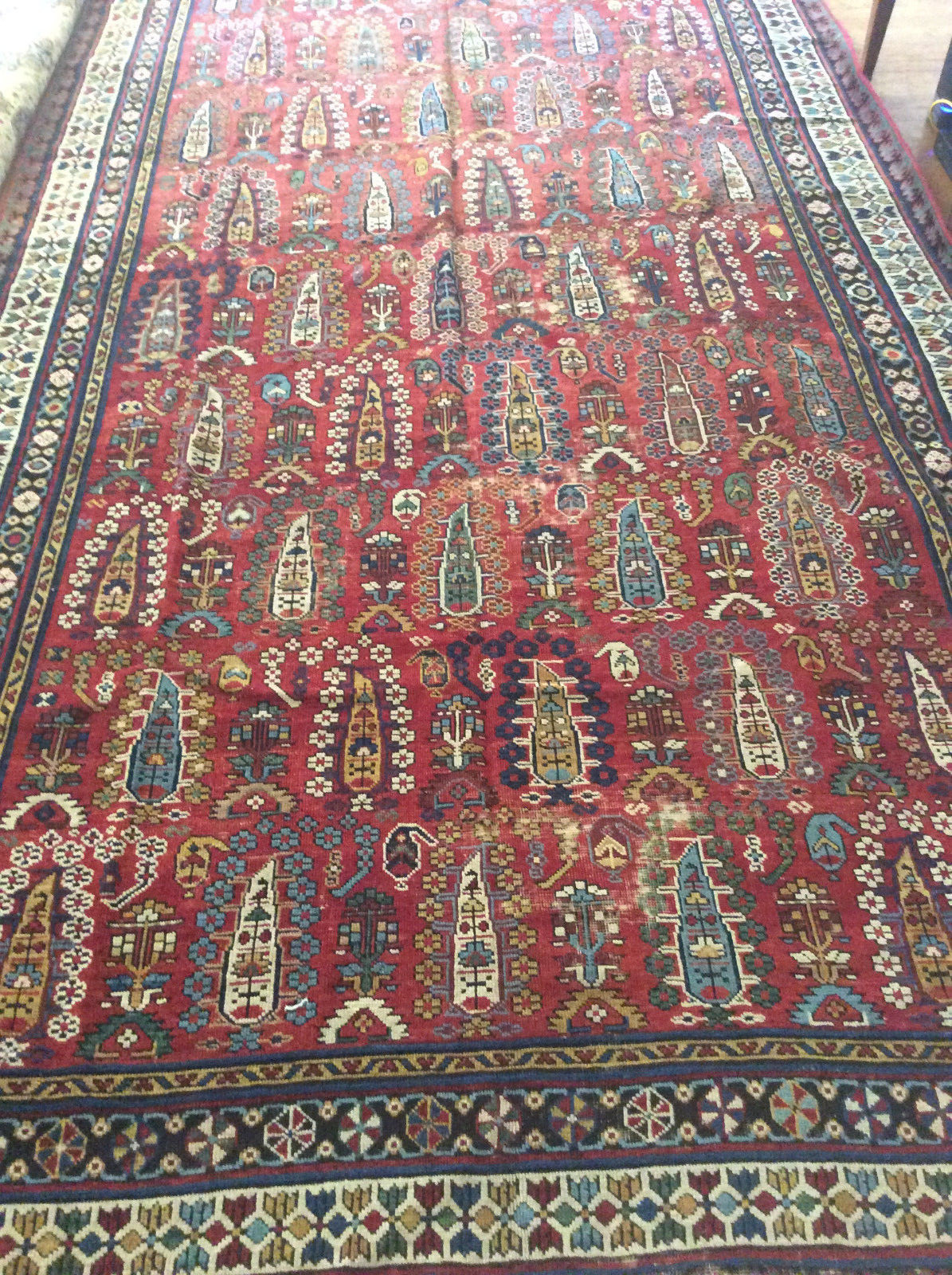 ANTIQUE CAUCASIAN RUG WIDE RUNNER KALLEGI CIRCA 1920 HAND KNOTTED gallery