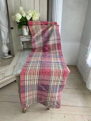 Stair runner Rag Rug textile European vintage hallway carpet hand woven Antique