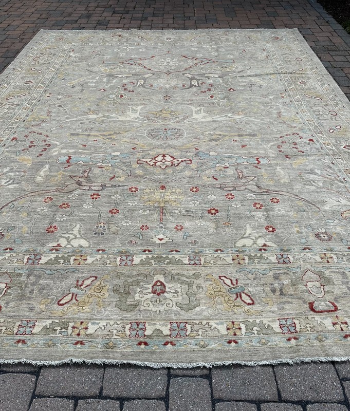 New Modern Afghan Oushak Handmade Rug, Muted Allover Abstract Design, 12x15 gallery