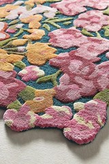 Irregular shape rug hand tufted wool embossed Rug floral Bloom 5×8 area rug