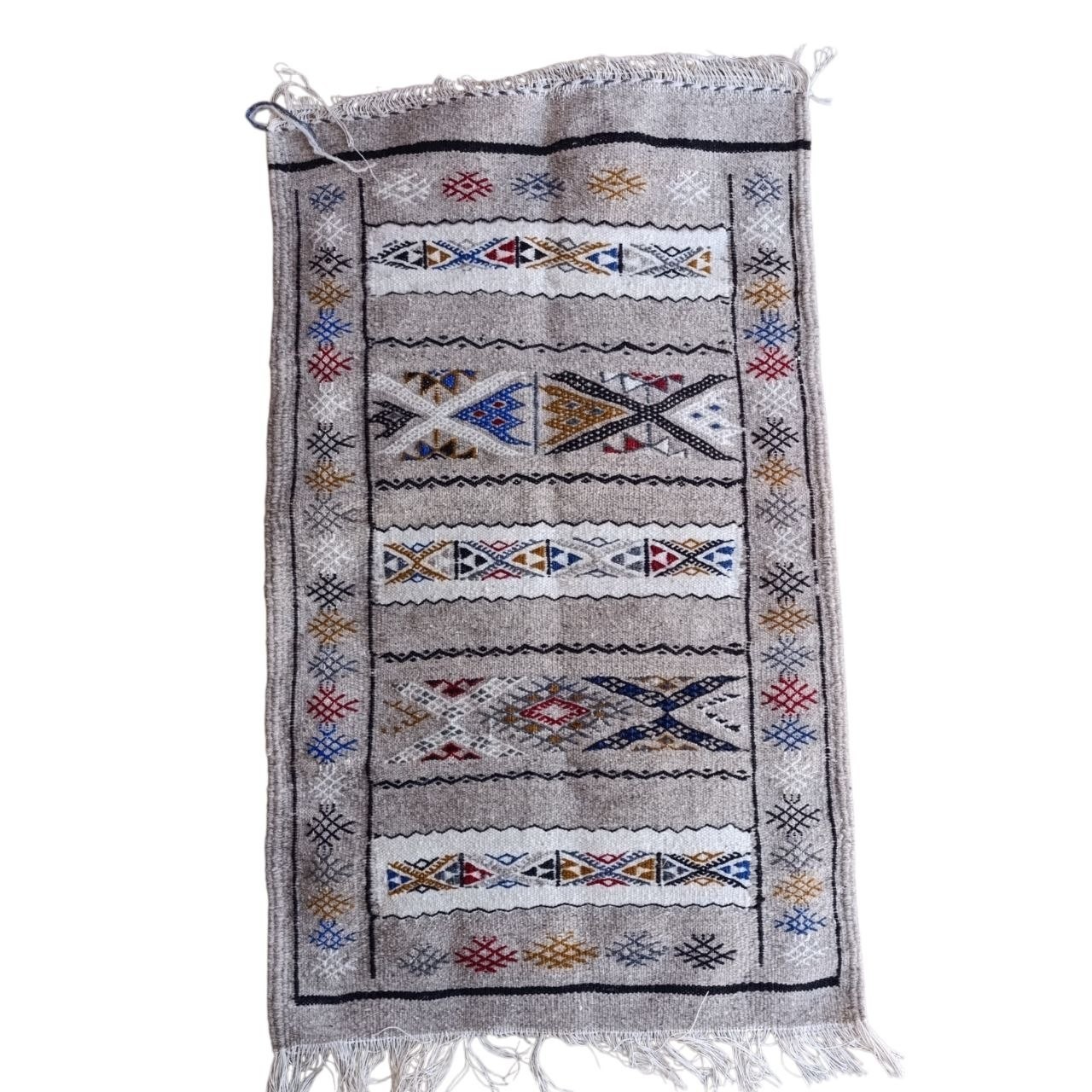 New Handmade Algerian Sahara Berber Wool Rug 92x55 cm Amazigh Area Carpet gallery