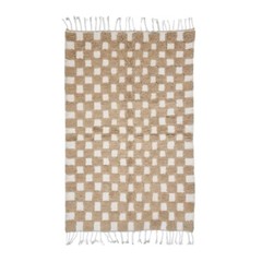 Moroccan Handmade Beni Ourain Rug4’9×7’6 Berber Checkered Beige & White Wool Rug
