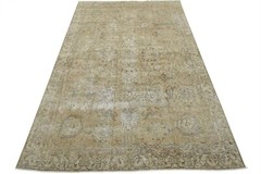Tabrizi Rug 7’10” x 11’5” Beige Wool Vintage Distressed Hand-Knotted Carpet