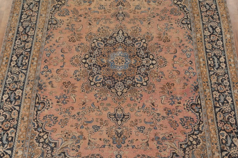 Vintage Living Room Area Rug 10x13 Pink Wool Hand-knotted Medallion Carpet gallery