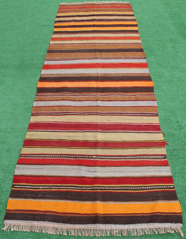 Turkish Kilim 41''x129'' Oriental Runner Corridor Hallway Stairs Striped Rug gallery