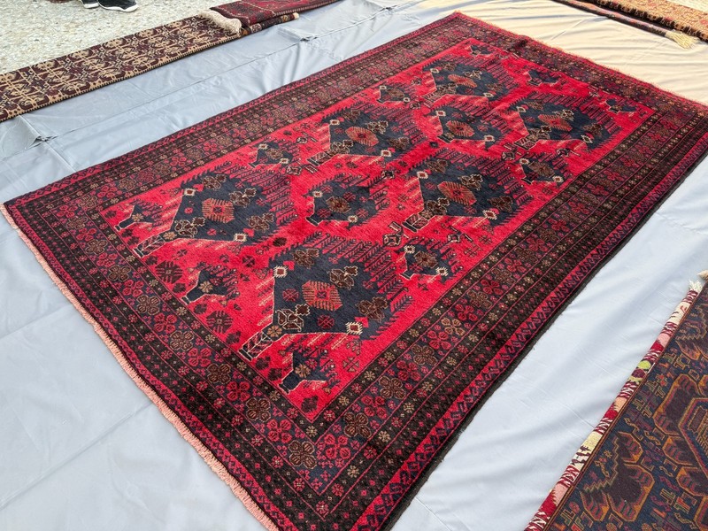 Antique Hand Knotted Afghan Baluchi Rug 5x9 ft Red Persian Style Oriental Carpet gallery
