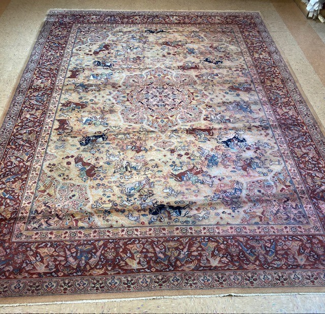 USED AUTHENTIC AMERICAN KARASTAN HUNTING PATTERN # 723 RUG ART CARPET 8'8" x 12'
