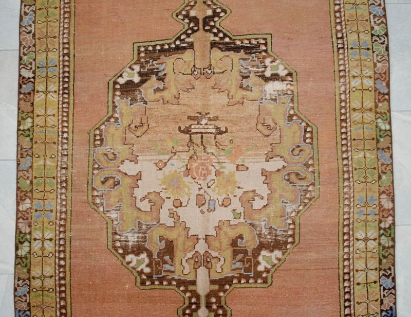 Vintage Turkish Oushak Hand-woven Wool Area Rug 4'5" x 9'5" 1960s Low Pile RARE gallery