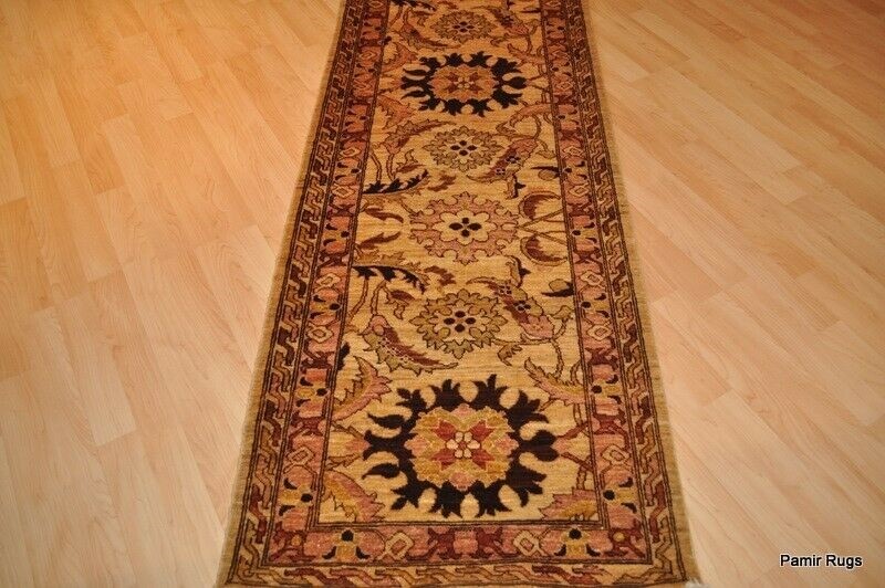 FINE QUALITY handmade 3' x 17' hall runner oriental Tea washed beige brown rug gallery