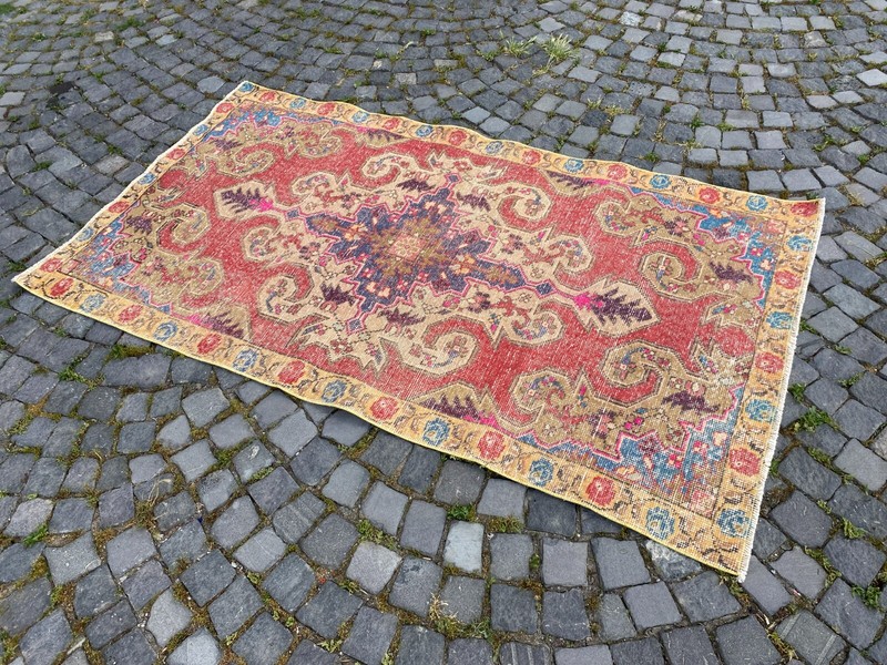 Handmade rug,Turkish rug,Wool rug,Bohemian area rug,Home decor 4,1 x 7,3 ft gallery