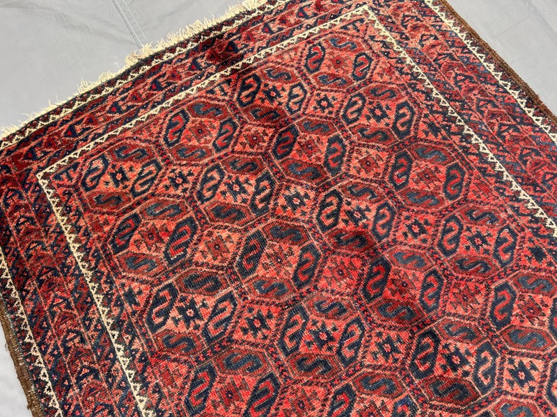 3'3x6'6 ft Turkoman All-Over Boteh Lattice Handknotted Wool Vintage Rug gallery