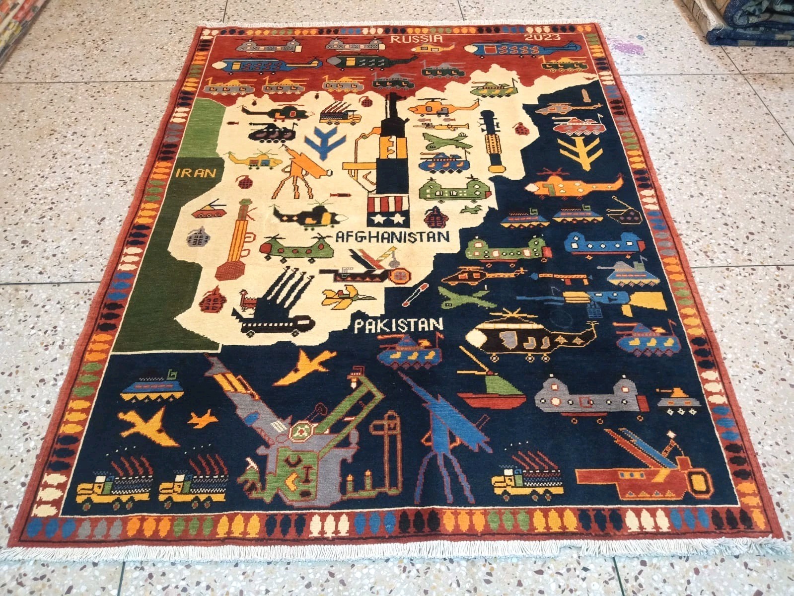 Handmade Afghan Wool Amazing War Rug Great Quality 8x5ft gallery