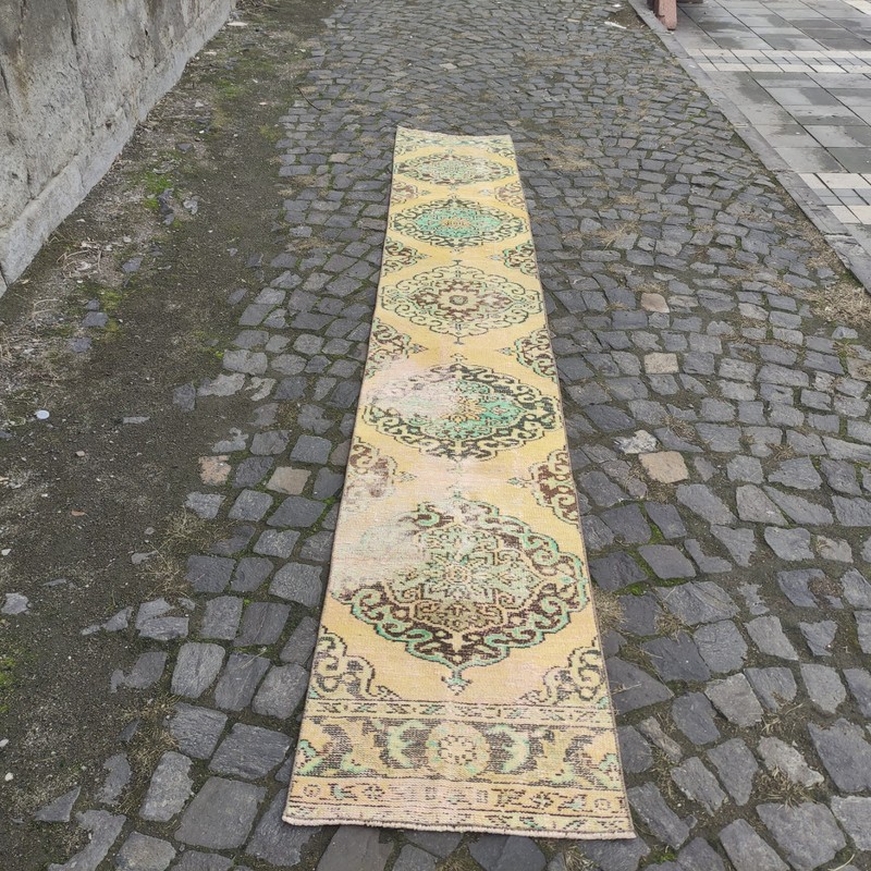 Rare 2x12 runner rug 1.9 x 11.81 ft Vintage Handmade Kitchen Rug 58 x 360 cm gallery