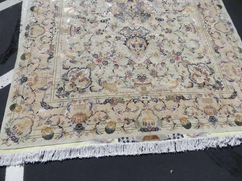 Beauty! Genuine Hand Made Tabrizz rug wool/silk 7" x 10" signed nice! gallery