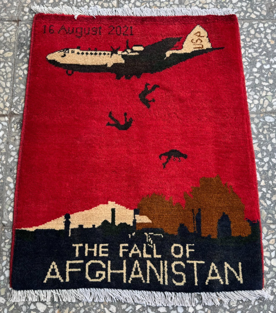 2x3 Afghan Hand Knotted War Rug Fall of Afghanistan Red Wool Carpet New