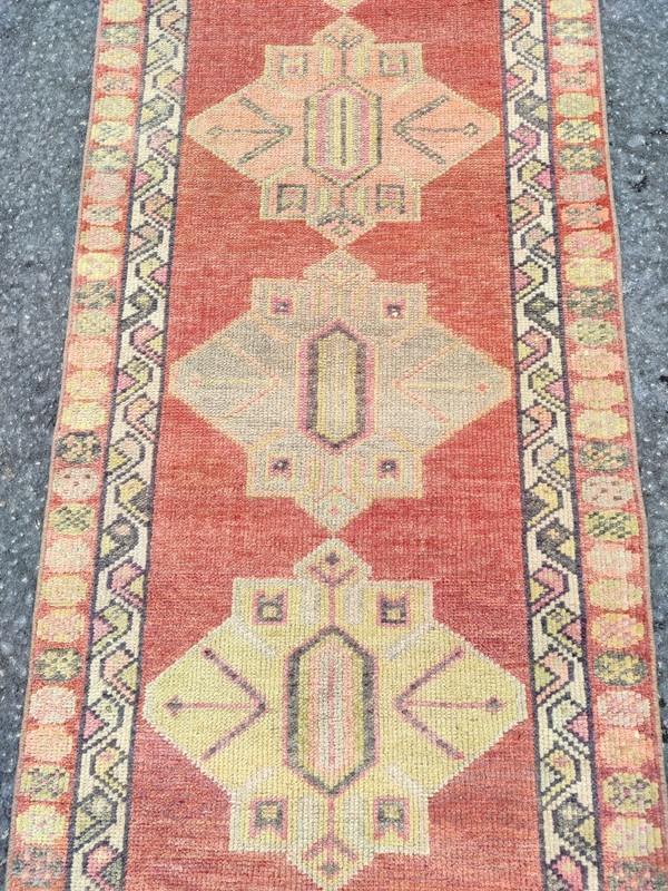 Red Antique rug 3x13, Turkish runner 3x14 vintage, Heriz rug, Herki rug gallery
