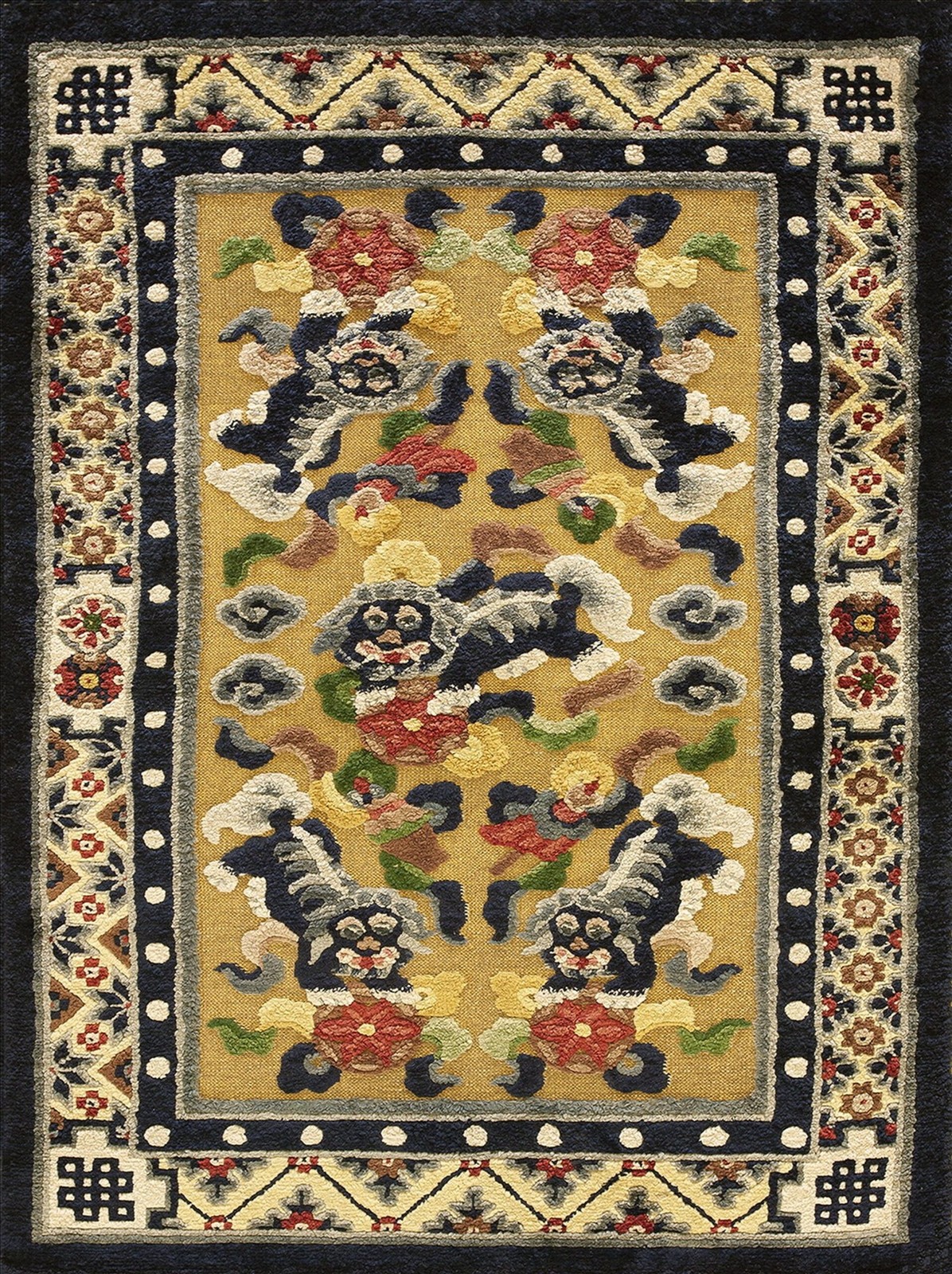 2X3 Antique Chinese Silk & Metallic Thread Area Rug 1920 gallery