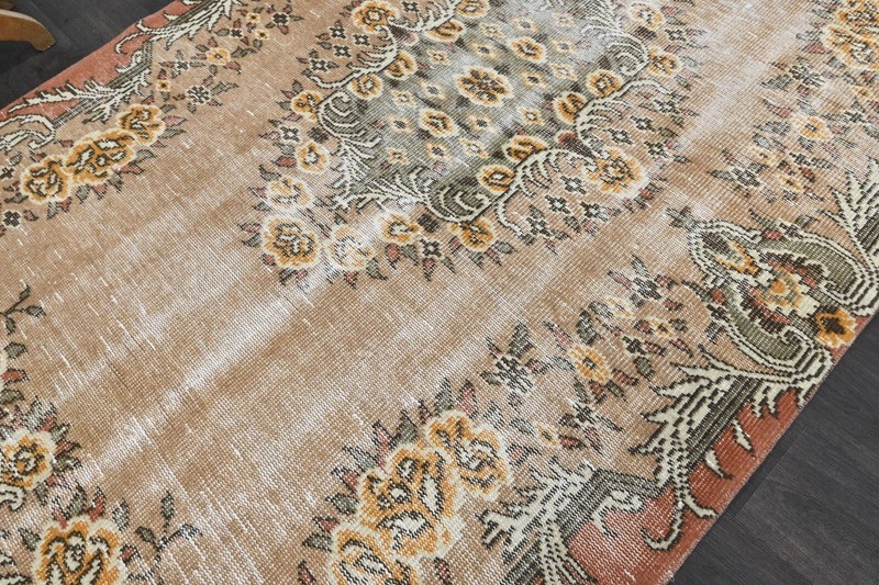Oushak Turkish Vintage Rug 5x9 Kilim Rug Anatolian Handmade Boho Decor BROWN gallery