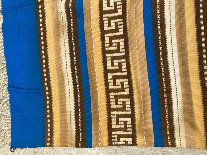 Vintage Handmade Turkish Greek Key Striped Style Wool Kilim Rug 194x116 cm gallery