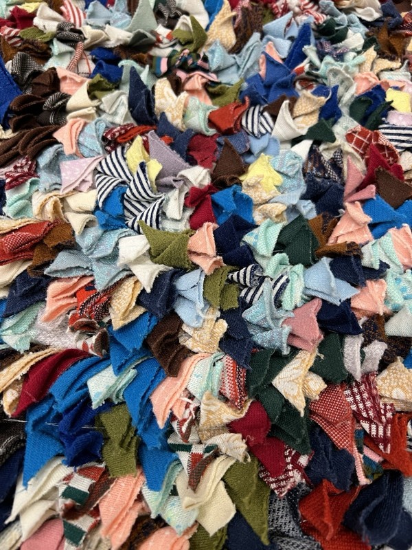 Vintage Multicolor Homemade Sewn Rag Rug Cottage Core, 29.5” X 26,” Great! gallery