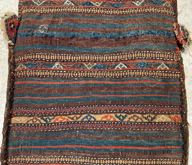 Antique Farahan Saddle Bag 2x4 Double Bagface Tribal Hand Knotted Wool Rug 1900s gallery