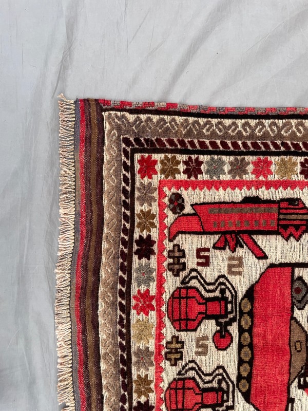 2'11x4'4 Ft Vintage Afghan Baluchi Inspired Tribal Pictorial Kilim Area Rug gallery