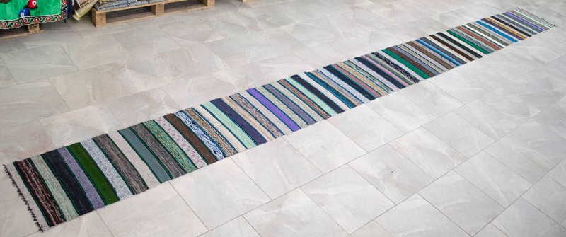 Striped Runner Rug Stair Tread Hand MADE Extra Long Kilim Ragrug 1.8 x 19.4 Ft gallery